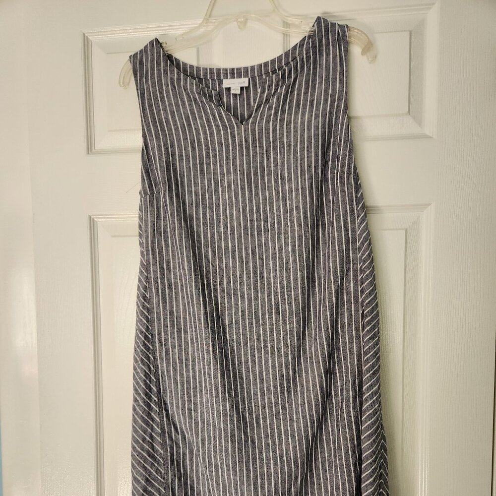 J.Jill linen dress - charcoal/white stripes size 10